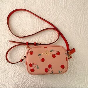 COACH Mini Jamie Camera Bag With Heart Cherry Print